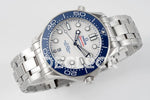 Seamaster Diver 300M SS Blue Ceramic Bezel White Dial on SS Bracelet