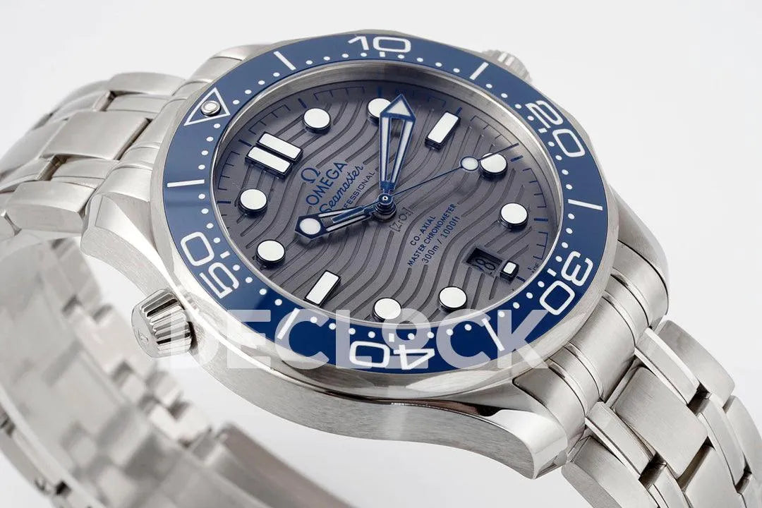 Seamaster Diver 300M SS Blue Ceramic Bezel Gray Dial on SS Bracelet