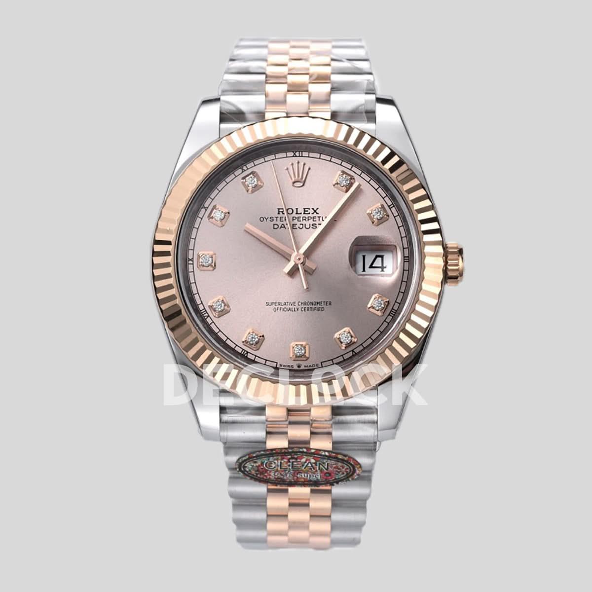 Replica Rolex Datejust 41 126331 Pink Sundust Dial Diamond Markers in Everose/Steel on Jubilee Bracelet |  Declock.