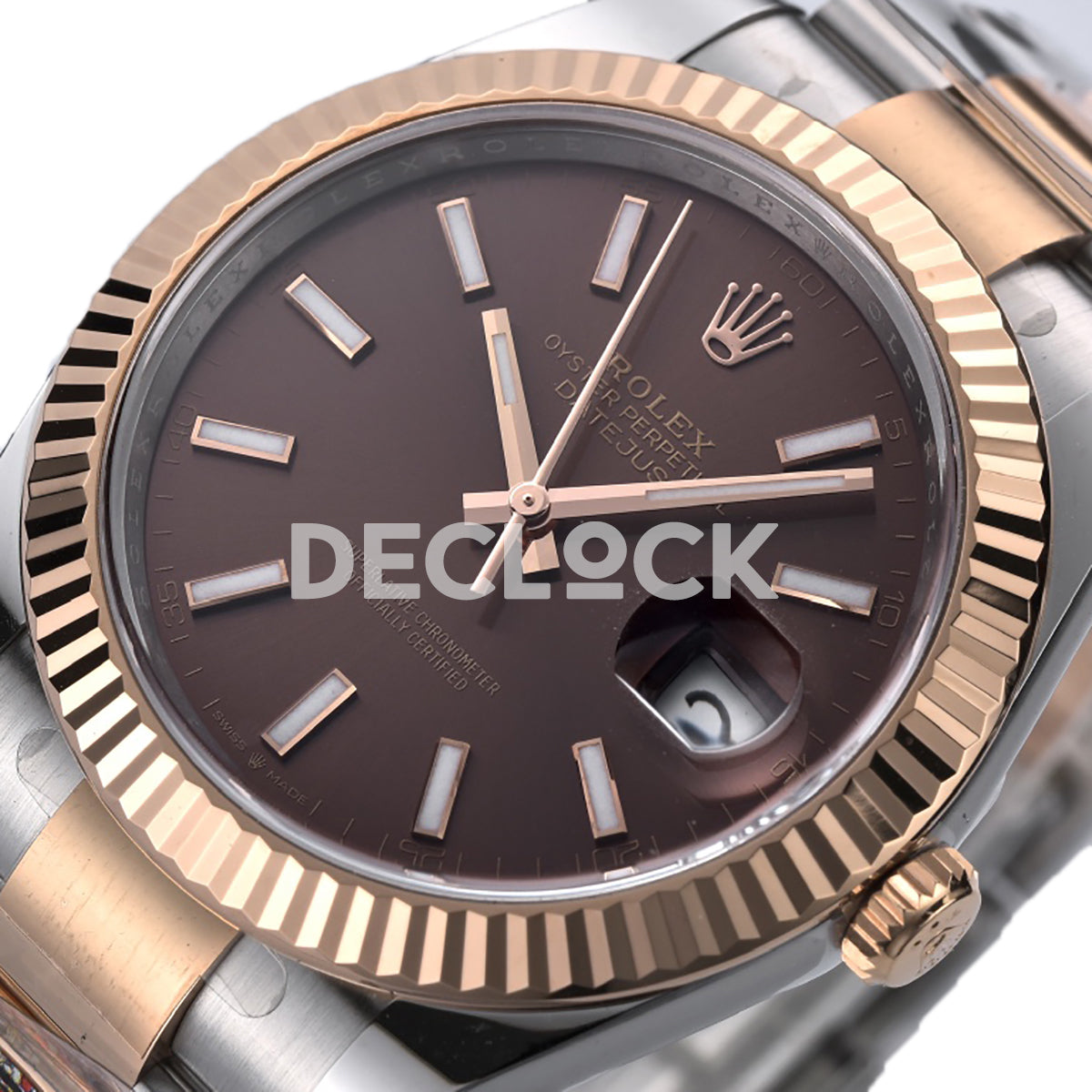 Datejust 41 126331 Chocolate Dial Stick Markers in Everose/Steel on Oyster Bracelet
