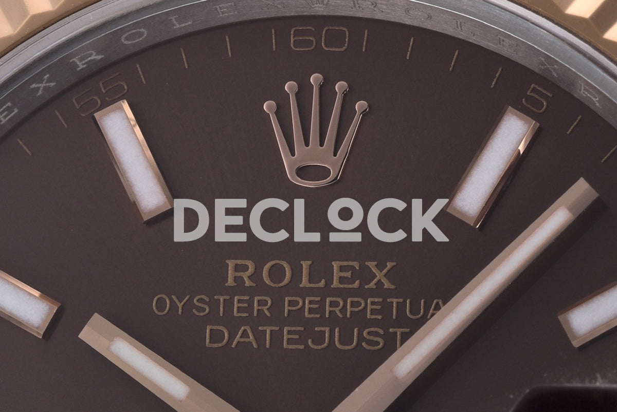 Datejust 41 126331 Chocolate Dial Stick Markers in Everose/Steel on Oyster Bracelet