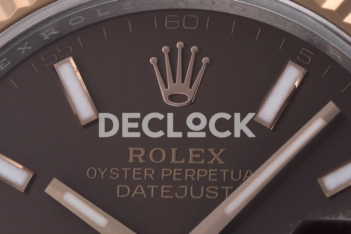 Replica Rolex Datejust 41 126331 Chocolate Dial Stick Markers in Everose/Steel on Oyster Bracelet |  Declock.