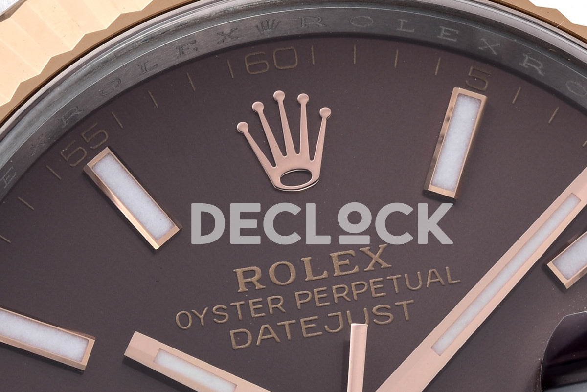 Datejust 41 126331 Chocolate Dial Stick Markers in EveroseSteel on Jubilee Bracelet