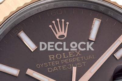 Datejust 41 126331 Chocolate Dial Stick Markers in EveroseSteel on Jubilee Bracelet