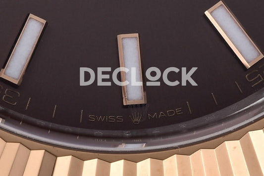 Replica Rolex Datejust 41 126331 Chocolate Dial Stick Markers in Everose/Steel on Oyster Bracelet | Declock.