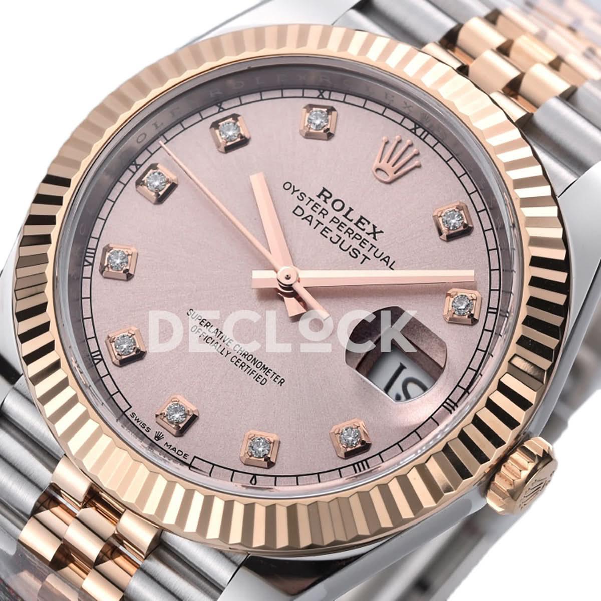 Replica Rolex Datejust 41 126331 Pink Sundust Dial Diamond Markers in Everose/Steel on Jubilee Bracelet |  Declock.