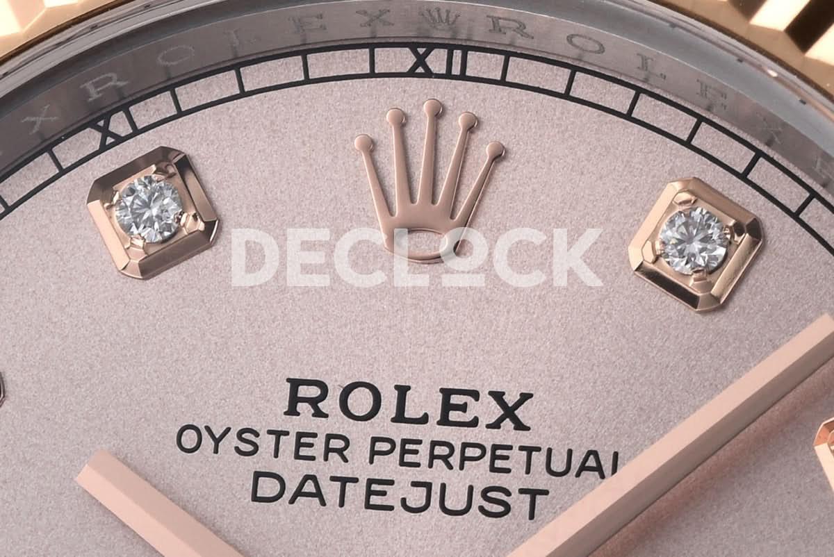 Replica Rolex Datejust 41 126331 Pink Sundust Dial Diamond Markers in Everose/Steel on Oyster Bracelet |  Declock.
