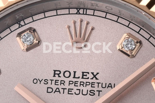 Replica Rolex Datejust 41 126331 Pink Sundust Dial Diamond Markers in Everose/Steel on Oyster Bracelet |  Declock.