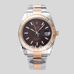 Datejust 41 126331 Chocolate Dial Stick Markers in Everose/Steel on Oyster Bracelet