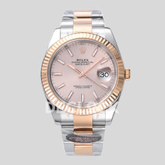 Datejust 41 126331 Pink Sundust Dial Stick Markers in Everose/Steel on Oyster Bracelet