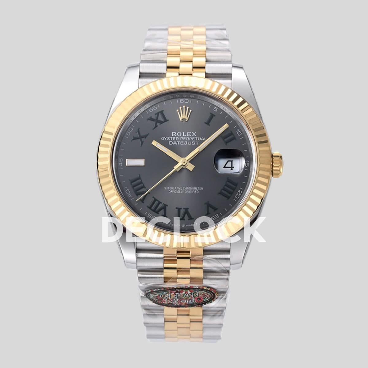 Replica Rolex Datejust 41 126333 Slate Dial Stick Markers in YellowSteel on Jubilee Bracelet |  Declock.