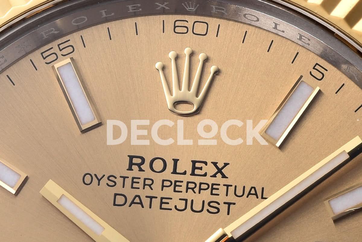 Replica Rolex Datejust 41 126333 Champagne Dial Stick Markers in Yellow/Steel on Jubilee Bracelet |  Declock.