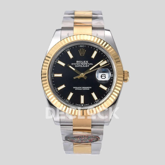 Replica Rolex DateJust 41mm 126333 Black Stick Dial on Oyster Bracelet |  Declock.