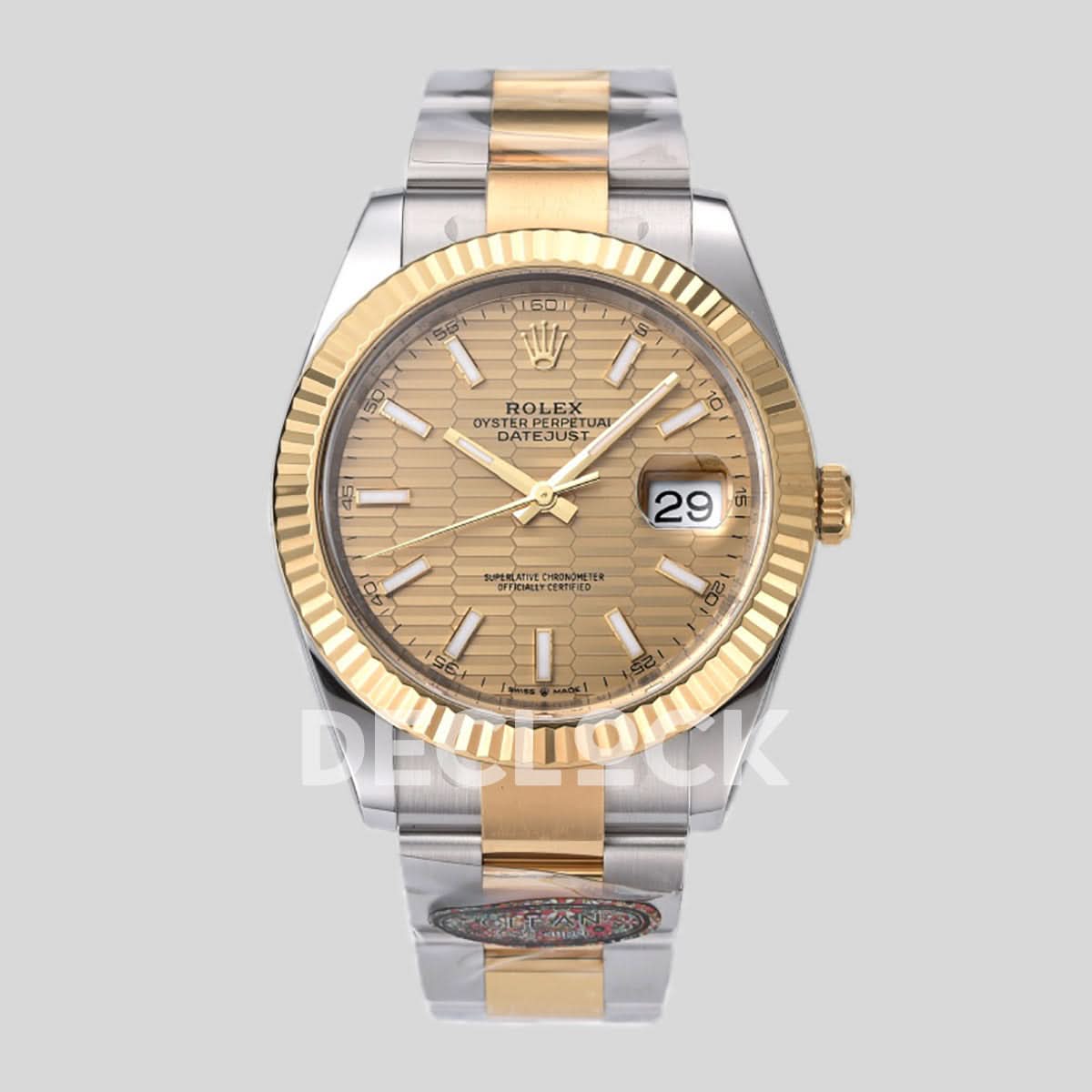 Datejust 41 126333 Champagne Motif Dial Stick Markers in Yellow/Steel on Oyster Bracelet