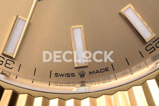 Replica Rolex Datejust 41 126333 Champagne Dial Stick Markers in Yellow/Steel on Oyster Bracelet |  Declock.