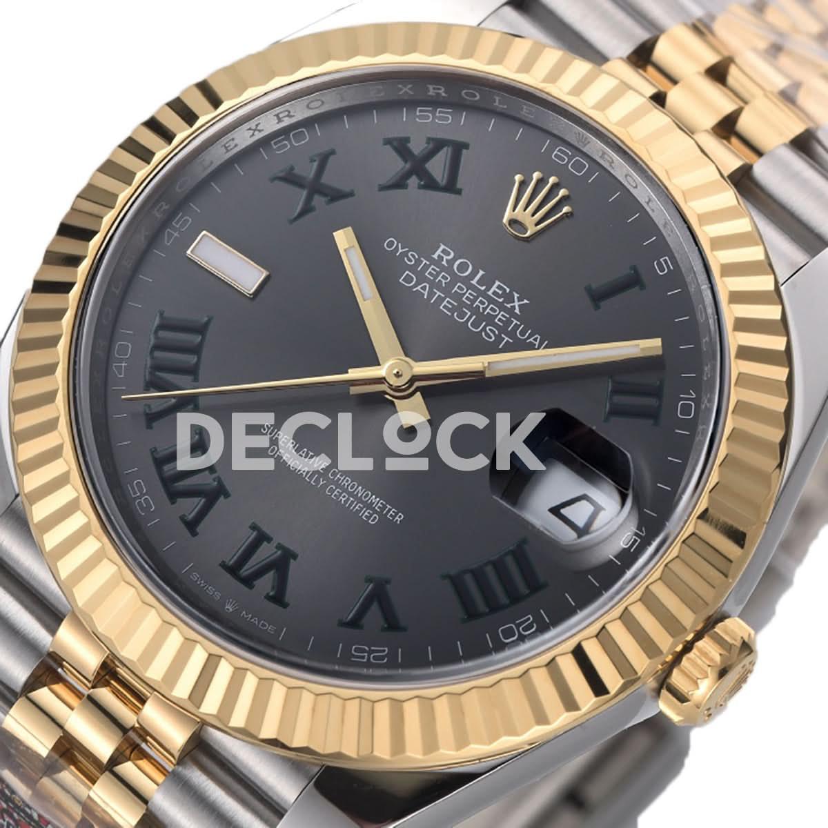 Replica Rolex Datejust 41 126333 Slate Dial Stick Markers in YellowSteel on Jubilee Bracelet |  Declock.