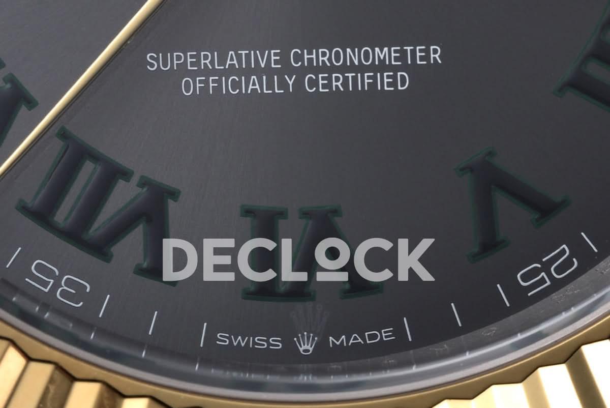 Replica Rolex Datejust 41 126333 Slate Dial Stick Markers in Yellow/Steel on Oyster Bracelet |  Declock.