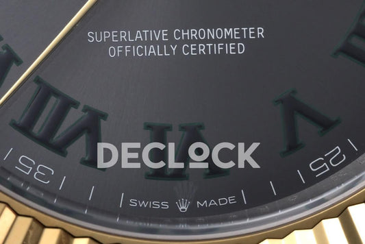 Replica Rolex Datejust 41 126333 Slate Dial Stick Markers in Yellow/Steel on Oyster Bracelet |  Declock.