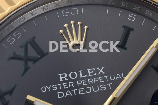 Replica Rolex Datejust 41 126333 Slate Dial Stick Markers in Yellow/Steel on Oyster Bracelet |  Declock.