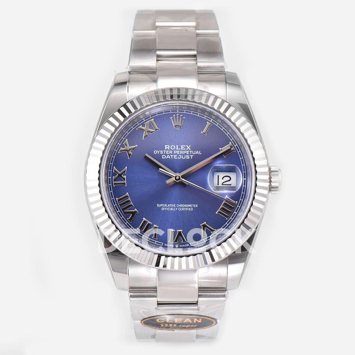 Replica Rolex Datejust 41 126334 Azzurro Blue Dial Roman Markers on Oyster Bracelet |  Declock.
