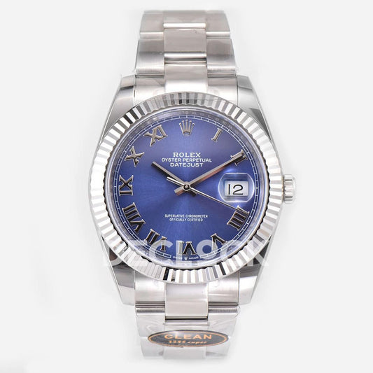 Replica Rolex Datejust 41 126334 Azzurro Blue Dial Roman Markers on Oyster Bracelet |  Declock.