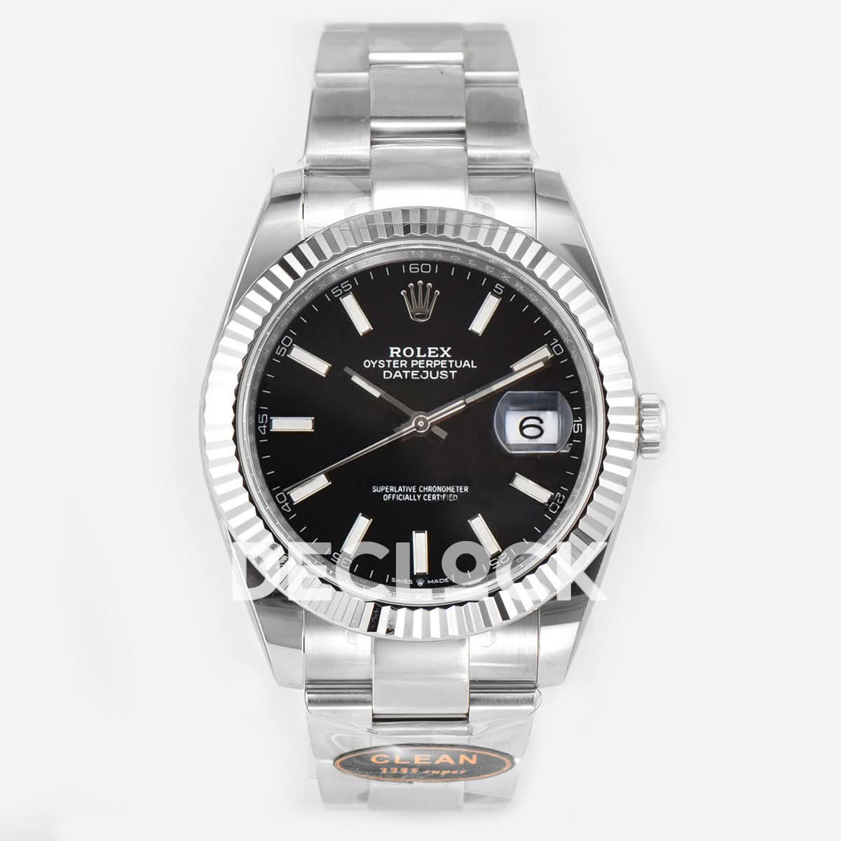 Datejust 41 126334 Bright Black Dial Stick Markers on Oyster Bracelet