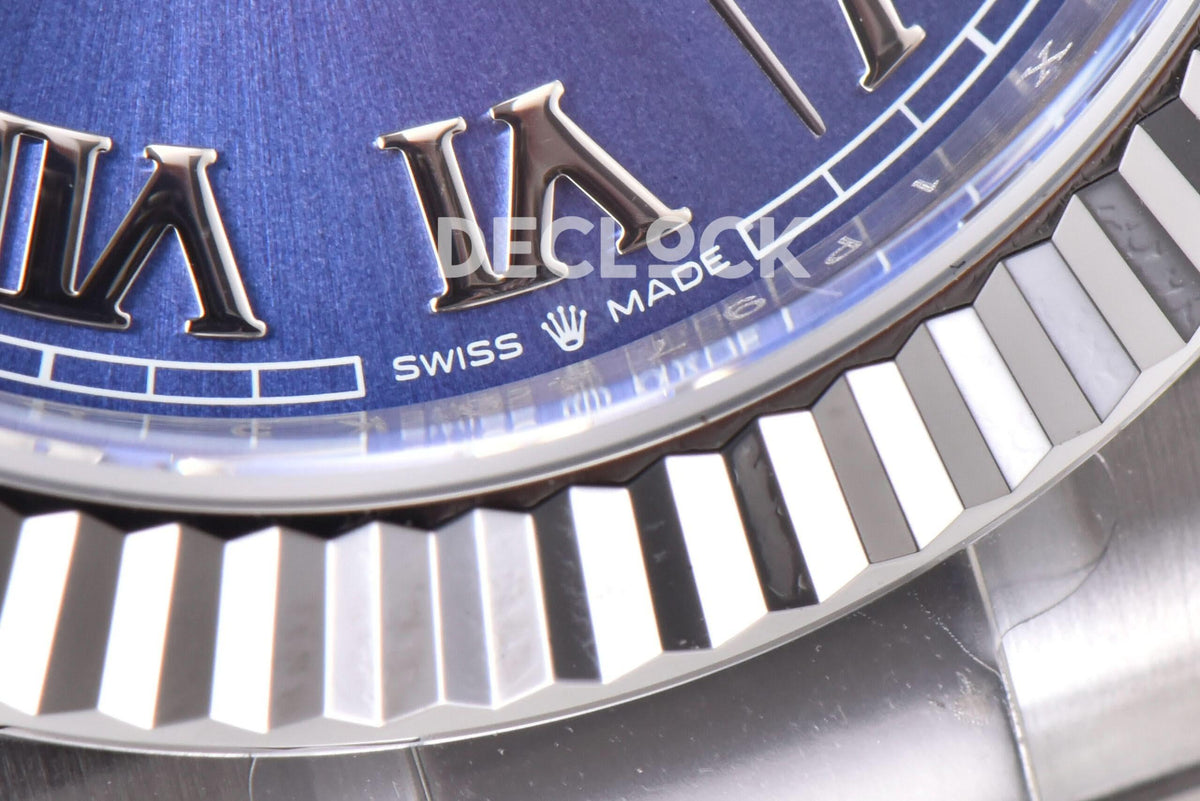 Replica Rolex Datejust 41 126334 Azzurro Blue Dial Roman Markers on Oyster Bracelet |  Declock.