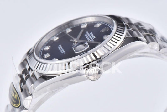 Replica Rolex Datejust 41 126334 Bright Blue Dial Diamond Markers on Jubilee Bracelet |  Declock.