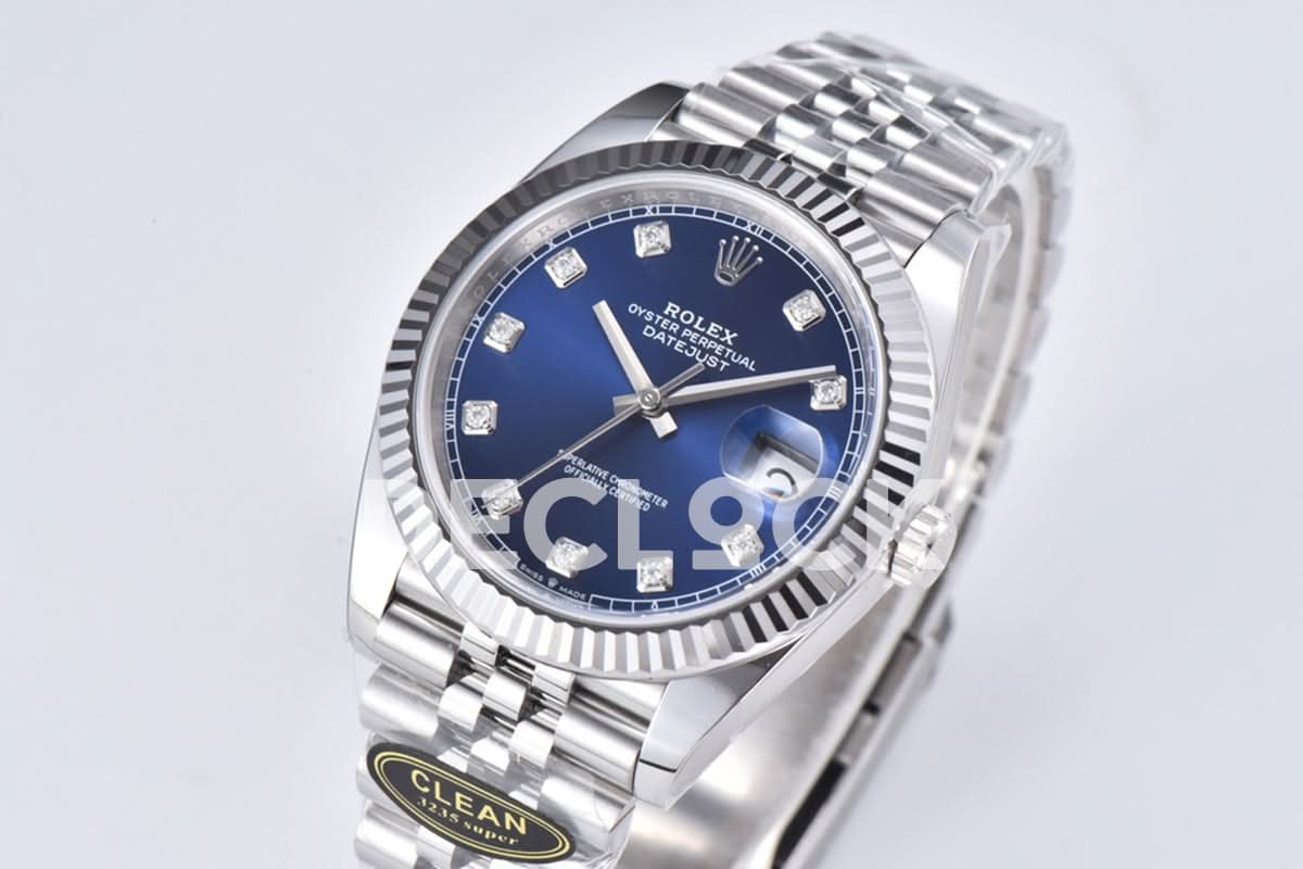 Datejust 41 126334 Bright Blue Dial Diamond Markers on Jubilee Bracelet