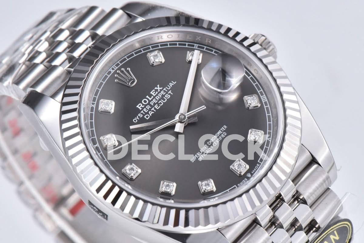 Replica Rolex Datejust 41 126334 Slate Dial Diamond Markers on Jubilee Bracelet |  Declock.