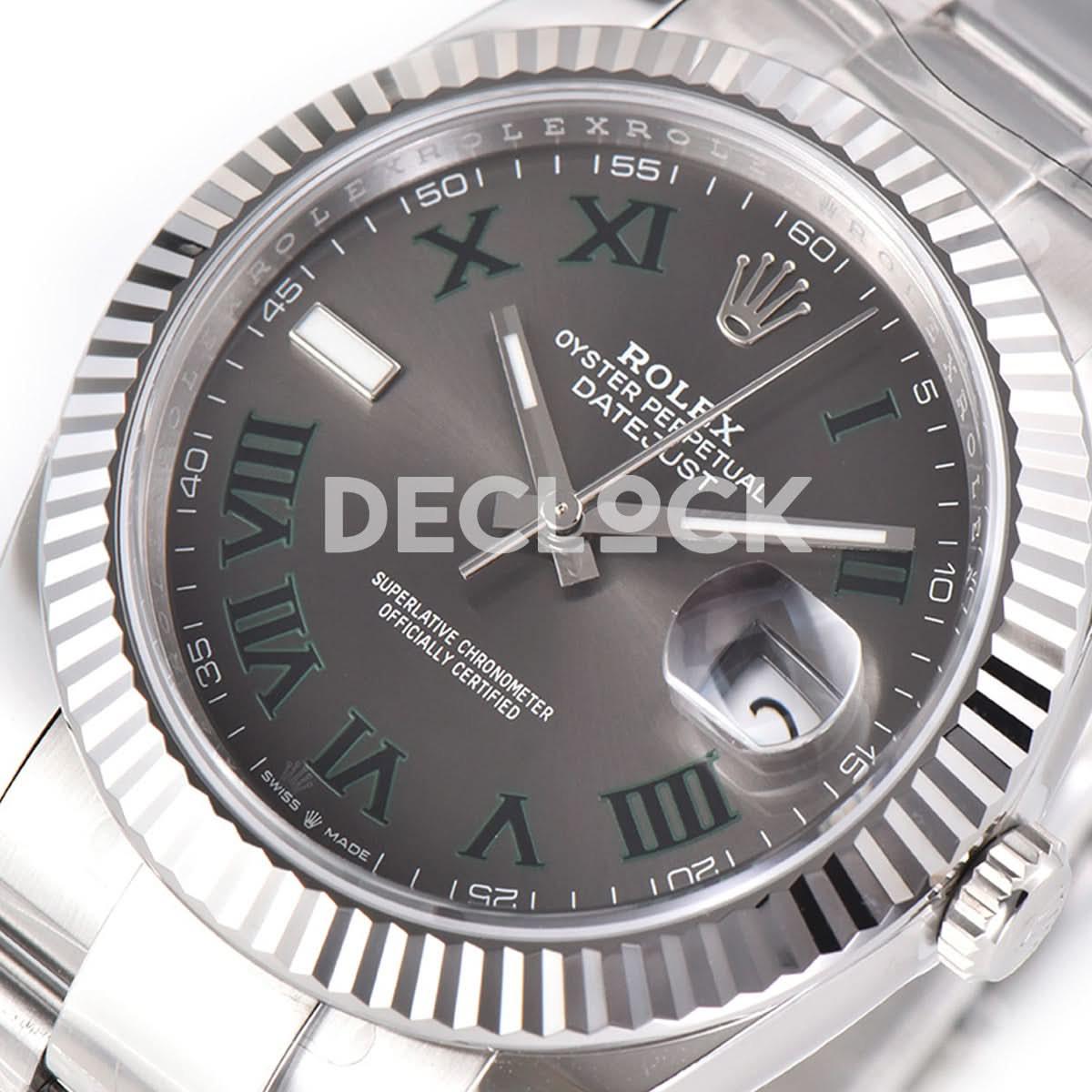 Replica Rolex Datejust 41 126334 Slate Dial Stick Markers on Oyster Bracelet |  Declock.