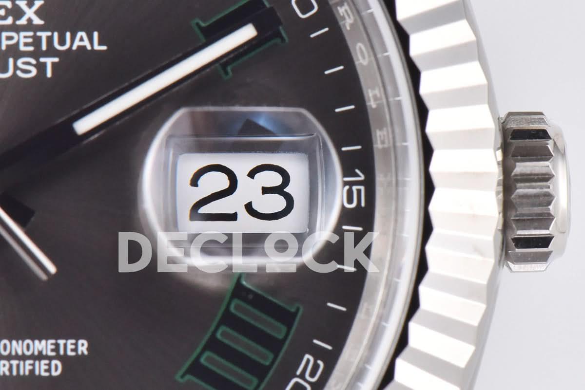 Replica Rolex Datejust 41 126334 Slate Dial Stick Markers on Oyster Bracelet |  Declock.