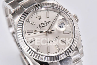 Datejust 41 126334 Sliver Dial Stick Markers on Oyster Bracelet
