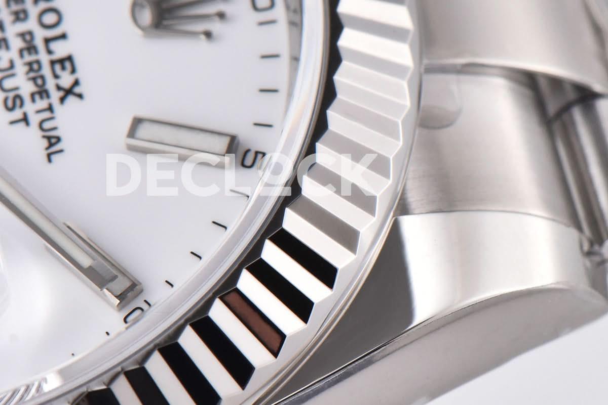 Replica Rolex Datejust 41 126334 White Dial Stick Markers on Oyster Bracelet |  Declock.