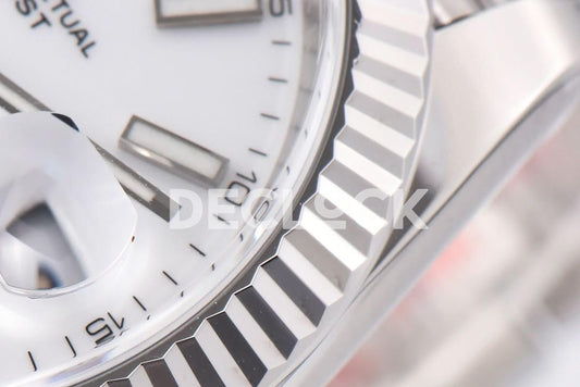 Replica Rolex Datejust 41 126334 White Dial Stick Markers on Jubilee Bracelet | Declock.