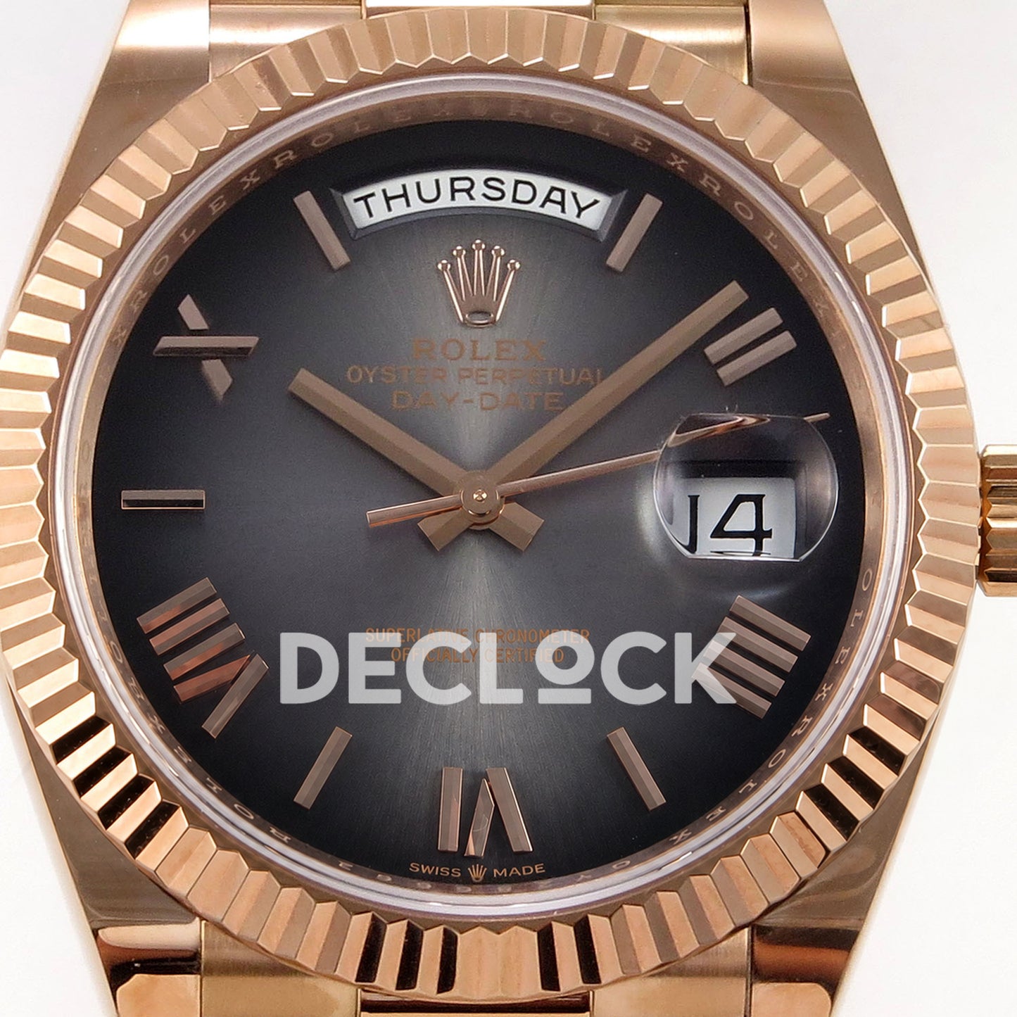 Super Clone Rolex Daytona 126515 Black/RG Stick Dial on Oysterflex Strap DD4131