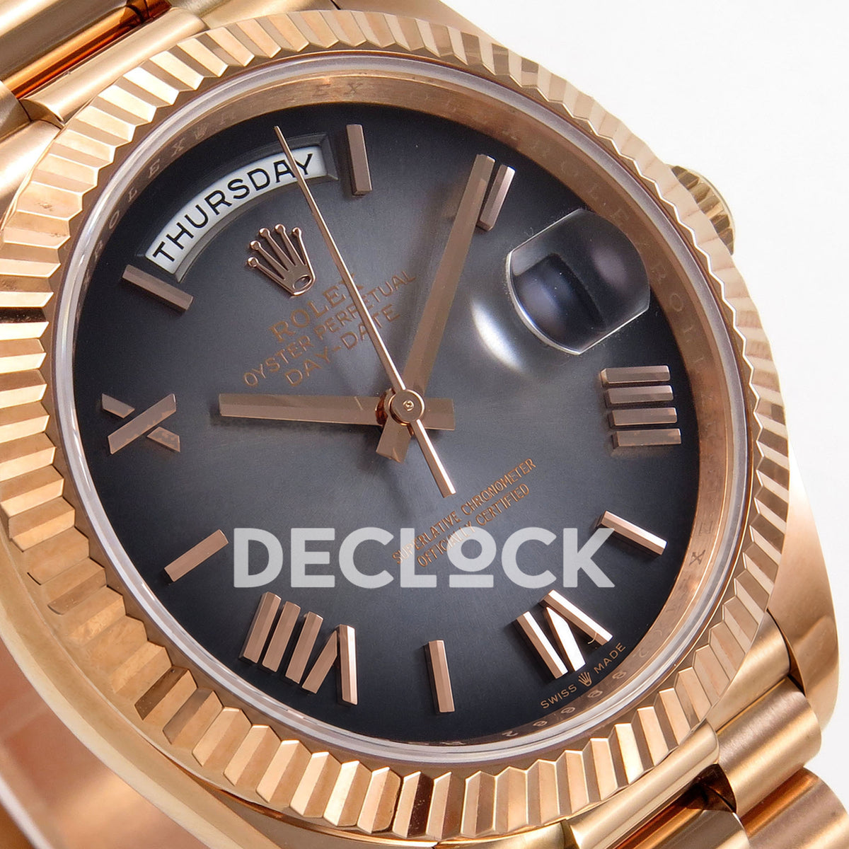 Super Clone Rolex Daytona 126515 Black/RG Stick Dial on Oysterflex Strap DD4131