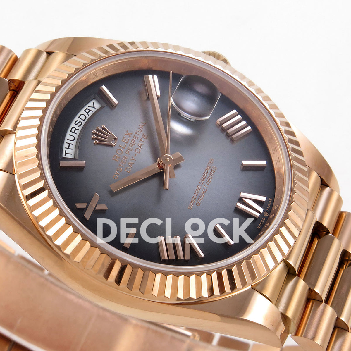Super Clone Rolex Daytona 126515 Black/RG Stick Dial on Oysterflex Strap DD4131