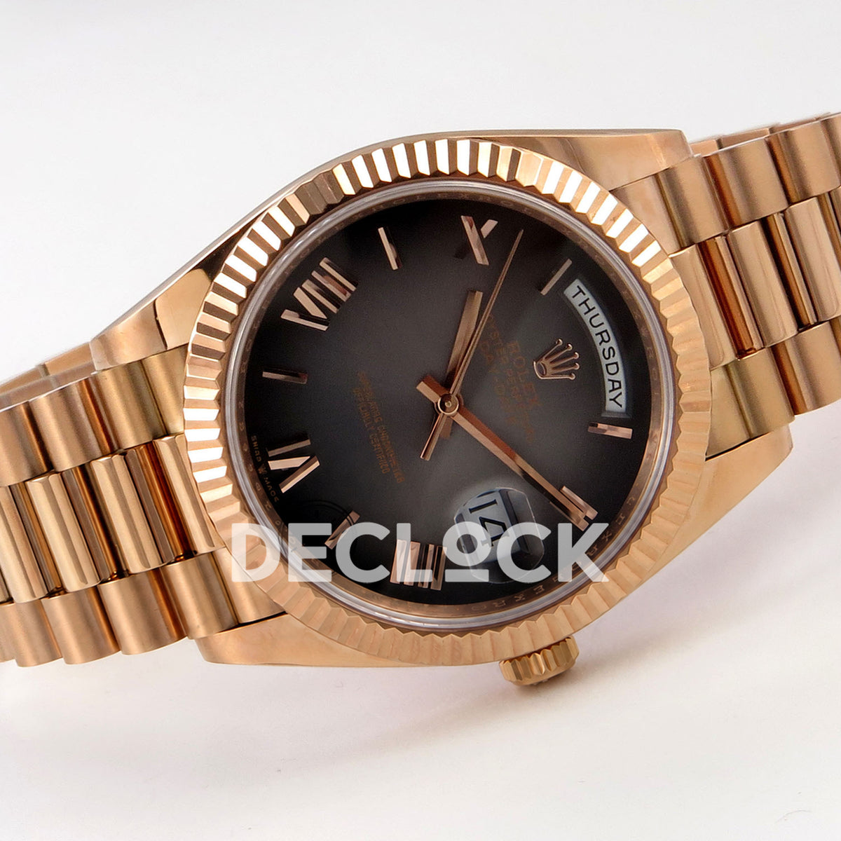 Super Clone Rolex Daytona 126515 Black/RG Stick Dial on Oysterflex Strap DD4131