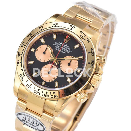 Replica Rolex Daytona 116508 Black/Champagne Index “Newman” Dial in Yellow Gold |  Declock.