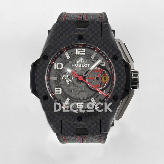 Replica Declock Big Bang Ferrari Full Carbon Fiber Bezel on Black Leather Strap |  Declock.