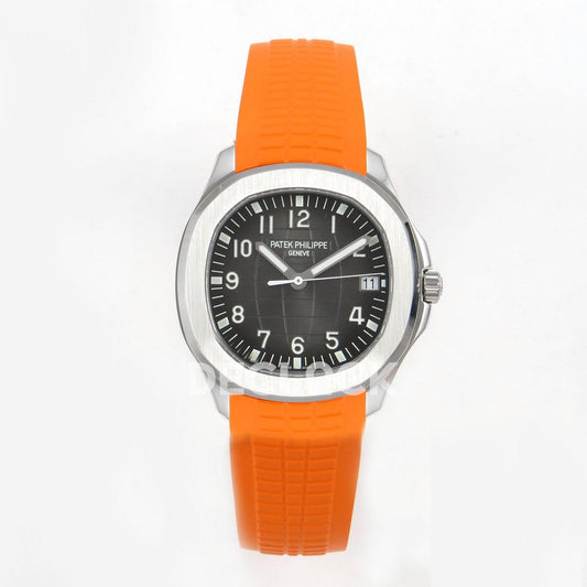 Replica Pattek Philippe Aquanaut 5167 SS Gray Dial on Orange Rubber Strap | Declock.
