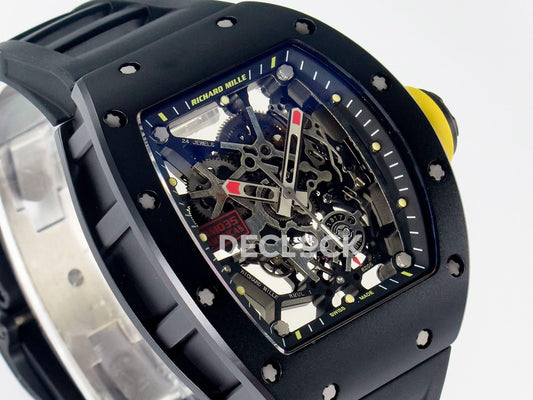 Replica Richard Mille RM035-02 Black Ceramic SONIC Best Edition Skeleton Dial on Black Rubber Strap | Declock.
