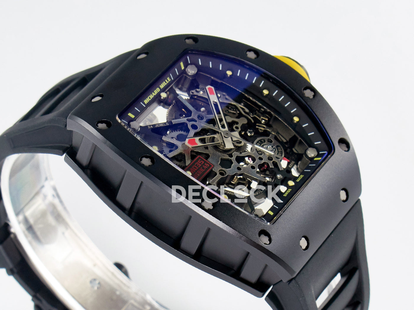 RM035-02 Black Ceramic SONIC Best Edition Skeleton Dial on Black Rubber Strap