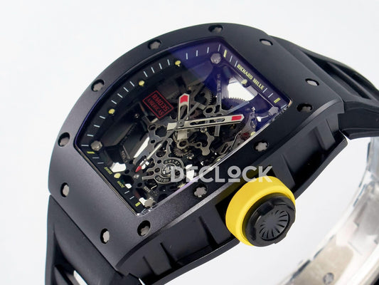 Replica Richard Mille RM035-02 Black Ceramic SONIC Best Edition Skeleton Dial on Black Rubber Strap | Declock.