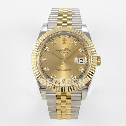 Replica Rolex DateJust 41 126333 904L Steel YG Diamonds Dial on SS/YG Jubilee Bracelet |  Declock.