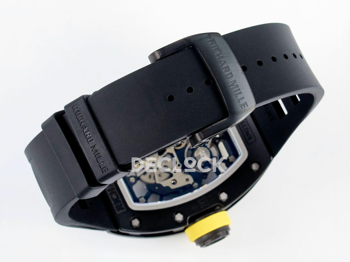 Replica Richard Mille RM035-02 Black Ceramic SONIC Best Edition Skeleton Dial on Black Rubber Strap |  Declock.