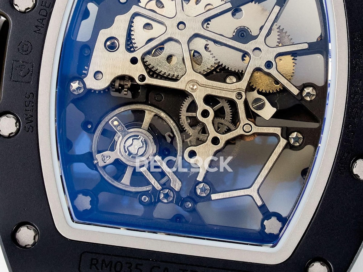 Replica Richard Mille RM035-02 Black Ceramic SONIC Best Edition Skeleton Dial on Black Rubber Strap |  Declock.