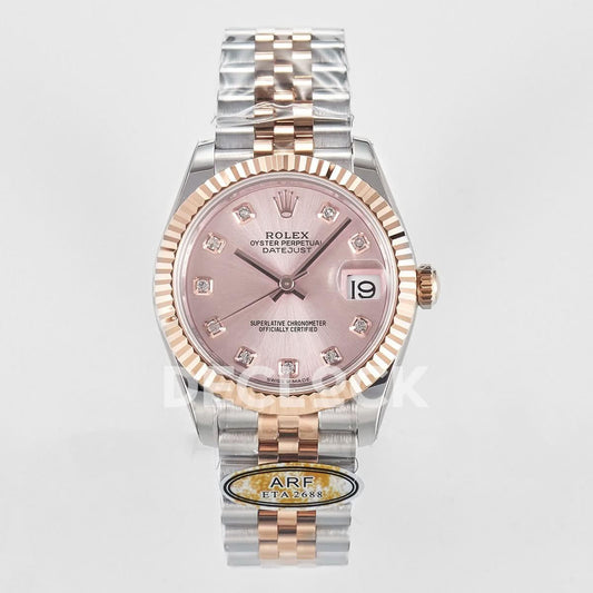 Replica Rolex DateJust 31 278271 ARF 1:1 Best Edition 904L Steel RG Diamonds Dial on SS/RG Jubilee Bracelet ETA 2688 |  Declock.