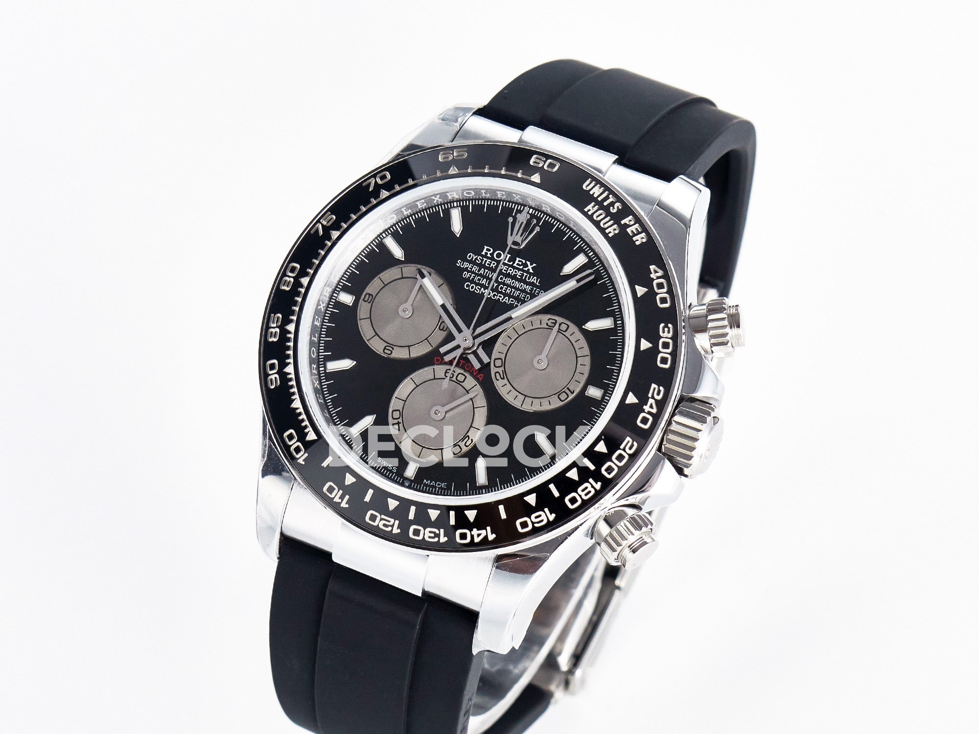 Daytona 126519 Black/Gray Dial in White Gold on Rubber Strap